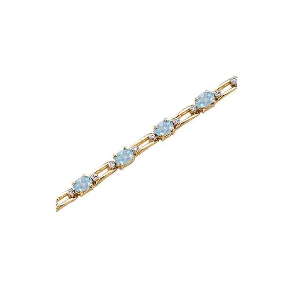 14K Yellow Gold Oval Aquamarine and Diamond Bracelet Ambassador Diamond Jewelers Tucson, AZ