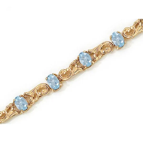 14K Yellow Gold Oval Aquamarine Bracelet The Jewelry Source El Segundo, CA
