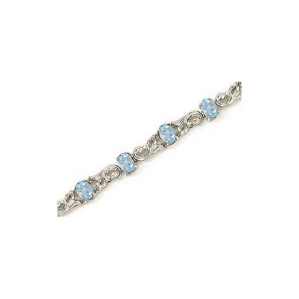 14K White Gold Oval Aquamarine Bracelet Ambassador Diamond Jewelers Tucson, AZ