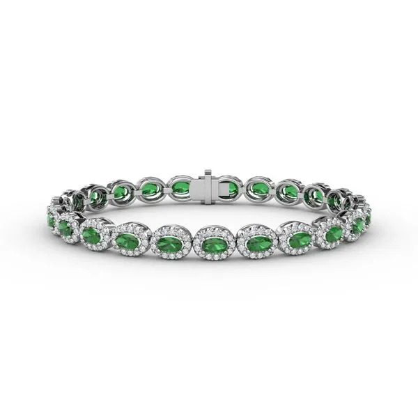 Striking Oval Emerald and Diamond Bracelet John Herold Jewelers Randolph, NJ