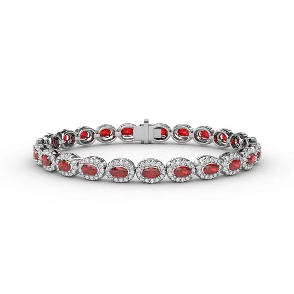 Striking Oval Ruby and Diamond Bracelet Castle Couture Fine Jewelry Manalapan, NJ
