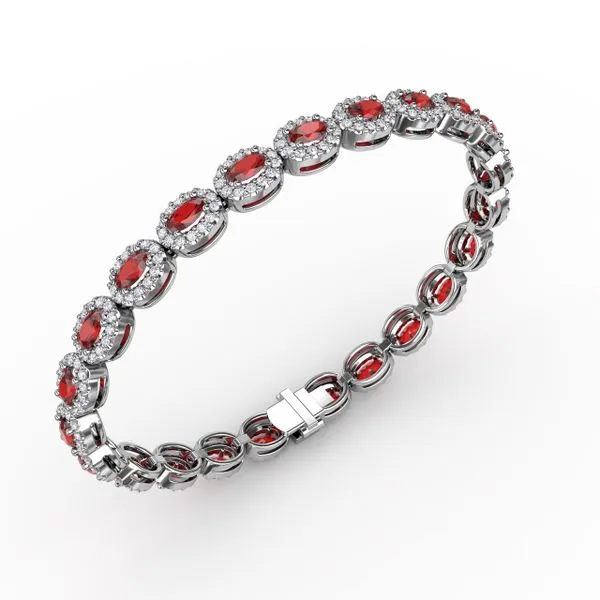 Striking Oval Ruby and Diamond Bracelet Image 2 Castle Couture Fine Jewelry Manalapan, NJ