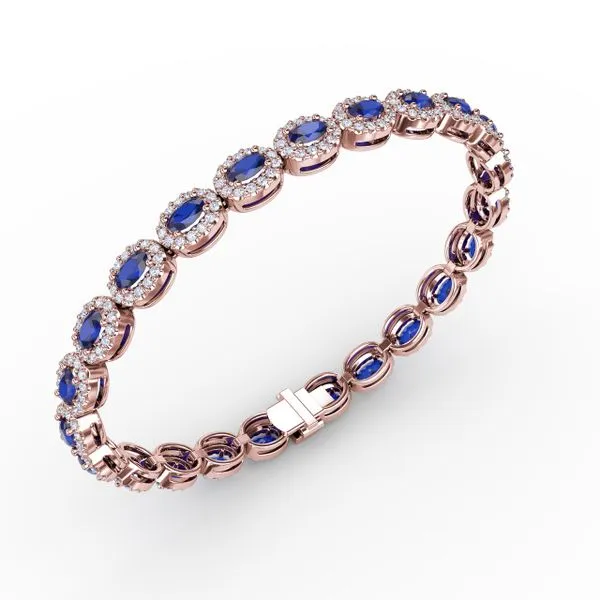 Striking Oval Sapphire and Diamond Bracelet Image 2 Castle Couture Fine Jewelry Manalapan, NJ
