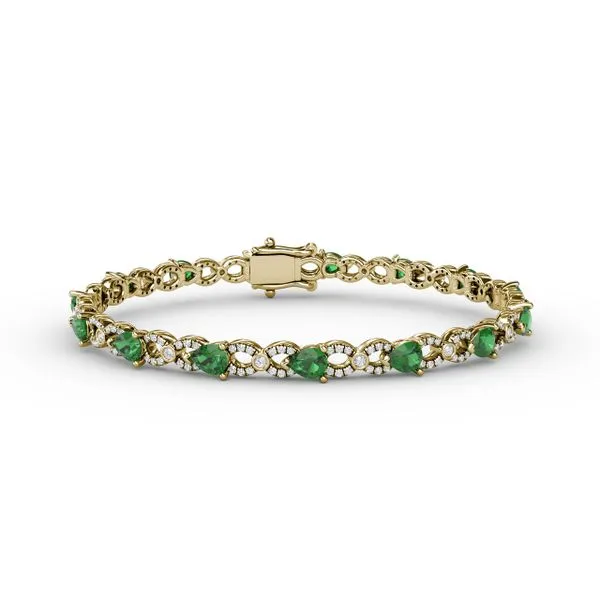 Emerald and Diamond Pear Shape Bracelet Castle Couture Fine Jewelry Manalapan, NJ