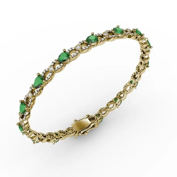 Emerald and Diamond Pear Shape Bracelet Image 2 Castle Couture Fine Jewelry Manalapan, NJ
