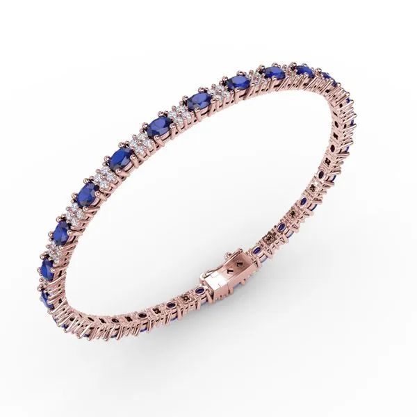 Alternating Sapphire and Diamond Bracelet Image 2 The Diamond Center Claremont, CA