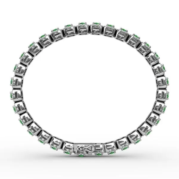 Cushion Cut Emerald and Diamond Bracelet Image 3 Castle Couture Fine Jewelry Manalapan, NJ
