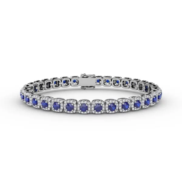 Cushion Cut Sapphire and Diamond Bracelet Castle Couture Fine Jewelry Manalapan, NJ