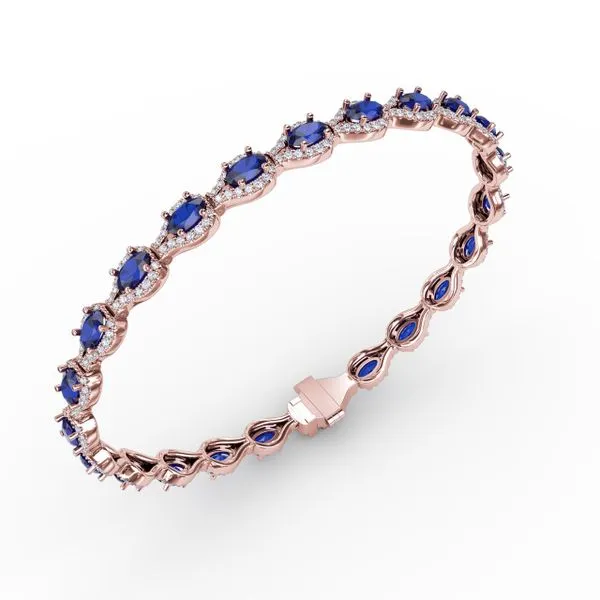 Pear-Shaped Diamond & Sapphire Bracelet Image 2 The Diamond Center Claremont, CA