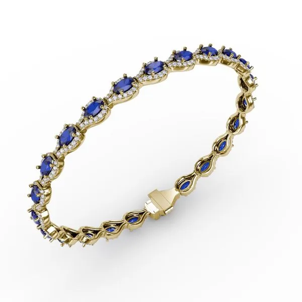 Pear-Shaped Diamond & Sapphire Bracelet Image 2 Gaines Jewelry FLINT, MI
