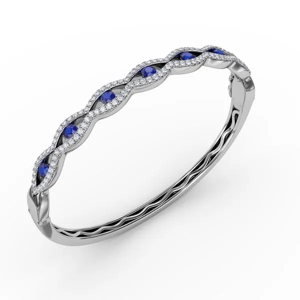 Striking Sapphire and Diamond Bangle Image 2 Gaines Jewelry FLINT, MI