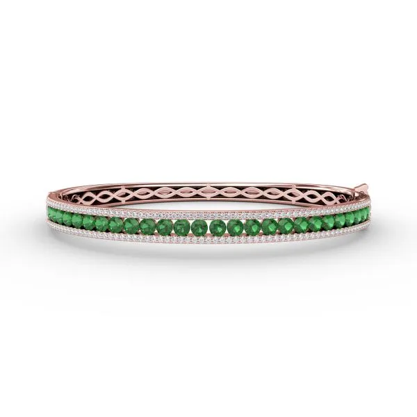 Emerald and Diamond Channel Set Bangle  Castle Couture Fine Jewelry Manalapan, NJ