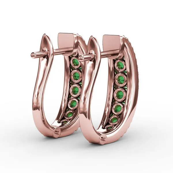 Channel Set Emerald Fashion Hoops Image 3 Castle Couture Fine Jewelry Manalapan, NJ