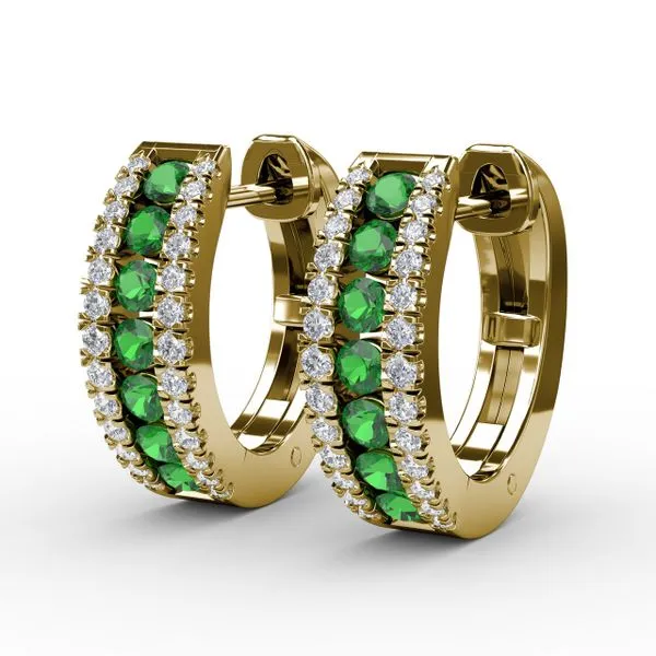 Channel Setting Wide Hoop Earring Image 2 Castle Couture Fine Jewelry Manalapan, NJ