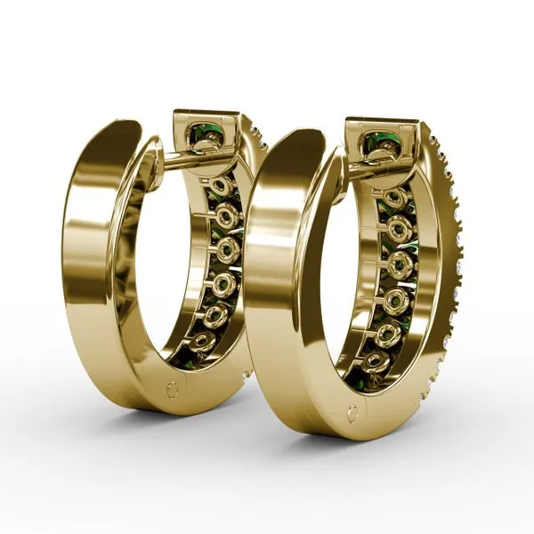 Channel Setting Wide Hoop Earring Image 3 Castle Couture Fine Jewelry Manalapan, NJ