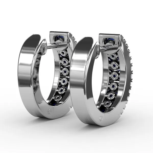 Channel Setting Wide Hoop Earring Image 3 Gaines Jewelry FLINT, MI