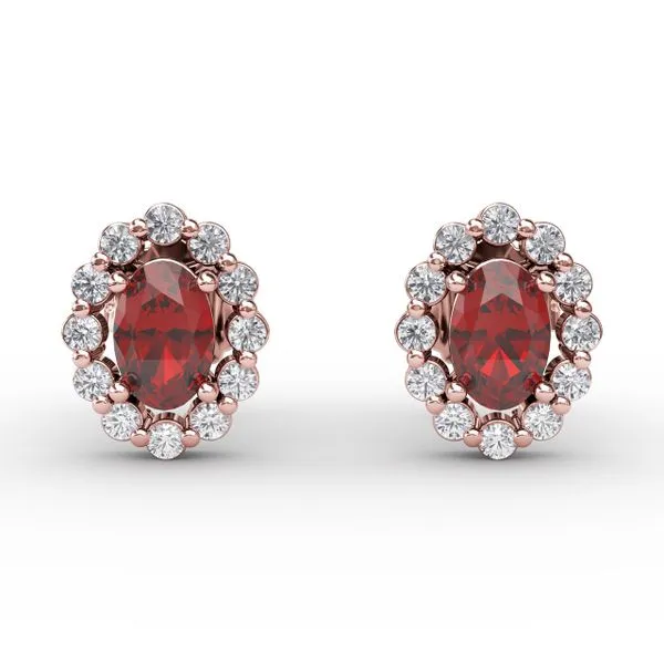 Halo Ruby and Diamond Stud Earrings  Castle Couture Fine Jewelry Manalapan, NJ