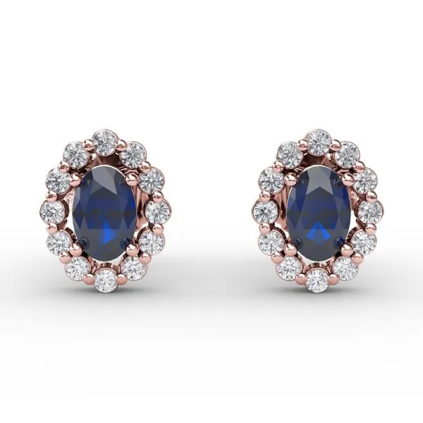 Halo Sapphire and Diamond Stud Earrings Gaines Jewelry FLINT, MI