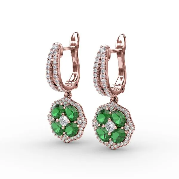 Steal The Spotlight Emerald and Diamond Cluster Drop Earrings Image 2 Gaines Jewelry FLINT, MI