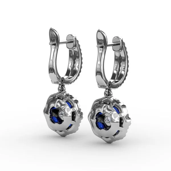 Steal The Spotlight Sapphire and Diamond Cluster Drop Ear...