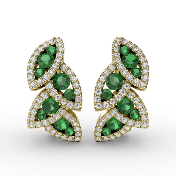Glam Galore Emerald and Diamond Leaf Earrings Castle Couture Fine Jewelry Manalapan, NJ