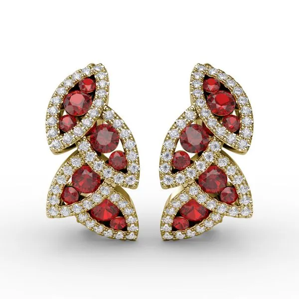 Glam Galore Ruby and Diamond Leaf Earrings Steve Lennon & Co Jewelers  New Hartford, NY