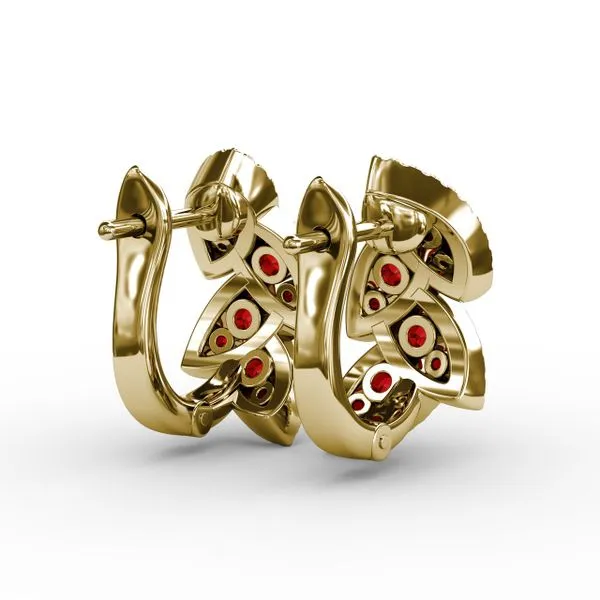 Glam Galore Ruby and Diamond Leaf Earrings Image 3 Graham Jewelers Wayzata, MN