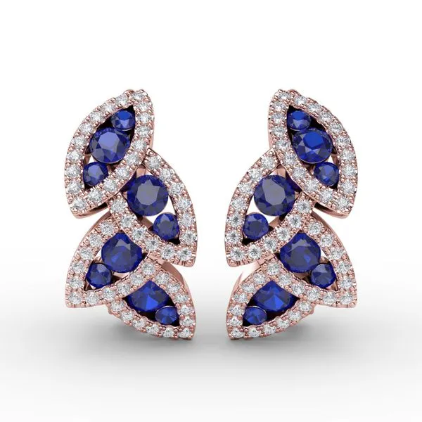 Glam Galore Sapphire and Diamond Leaf Earrings Gaines Jewelry FLINT, MI