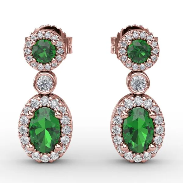 Set the Scene Emerald and Diamond Dangle Earrings Gaines Jewelry FLINT, MI