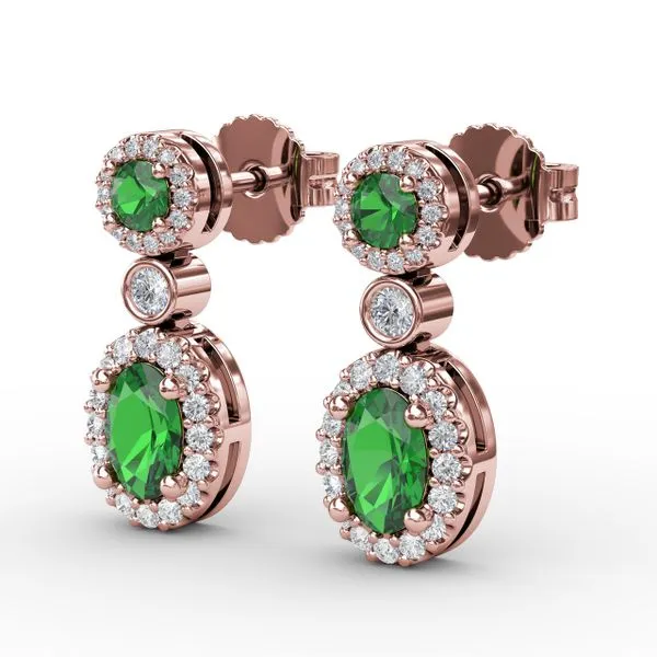 Set the Scene Emerald and Diamond Dangle Earrings Image 2 Gaines Jewelry FLINT, MI