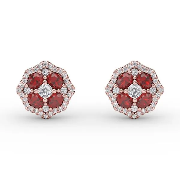 Striking Ruby and Diamond Stud Earrings The Diamond Center Claremont, CA