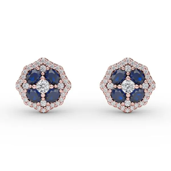 Striking Sapphire and Diamond Stud Earrings Gaines Jewelry FLINT, MI