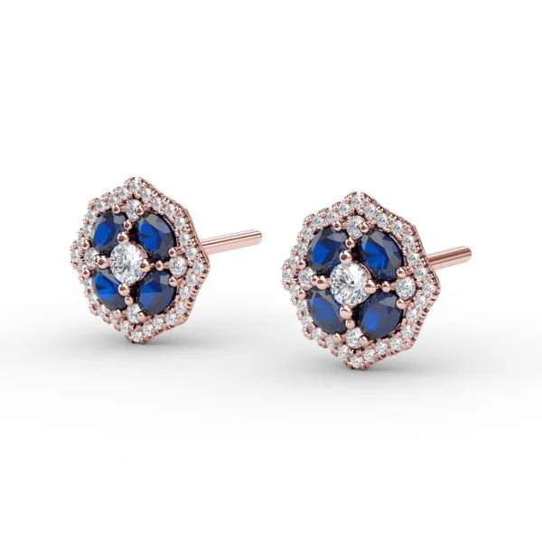 Striking Sapphire and Diamond Stud Earrings Image 2 Gaines Jewelry FLINT, MI