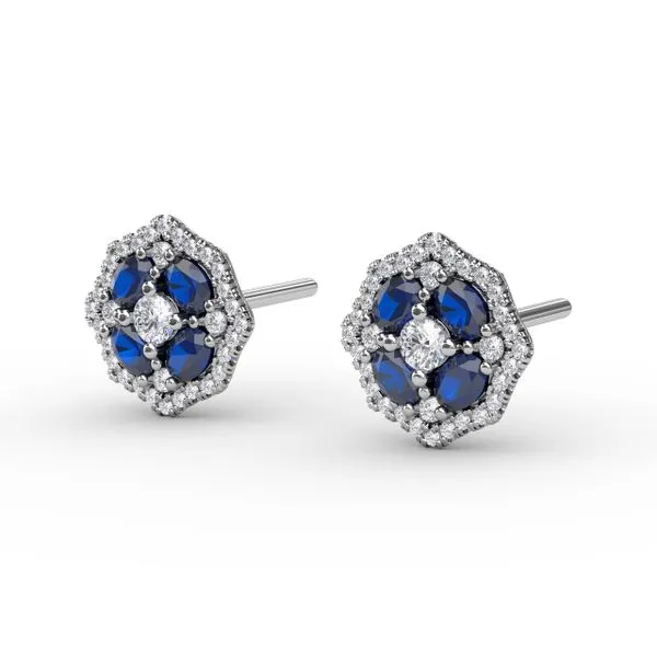 Striking Sapphire and Diamond Stud Earrings Image 2 Steve Lennon & Co Jewelers  New Hartford, NY