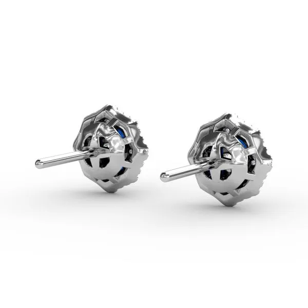 Striking Sapphire and Diamond Stud Earrings Image 3 Steve Lennon & Co Jewelers  New Hartford, NY