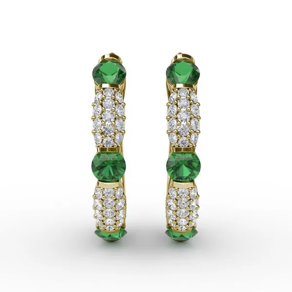Whimsical Emerald and Diamond Hoops Gaines Jewelry FLINT, MI