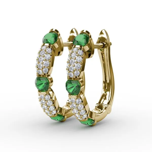 Whimsical Emerald and Diamond Hoops Image 2 Gaines Jewelry FLINT, MI