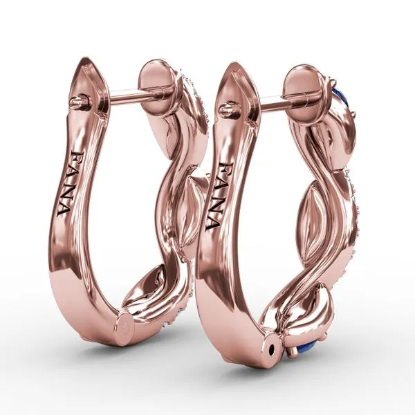 Sapphire And Diamond Swirl Hoops  Image 3 Castle Couture Fine Jewelry Manalapan, NJ