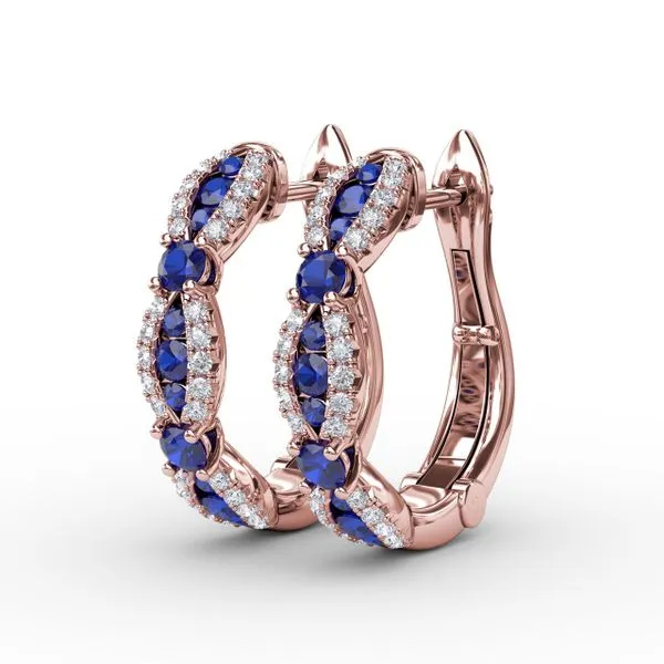 Vintage Sapphire and Diamond Hoops  Image 2 Castle Couture Fine Jewelry Manalapan, NJ