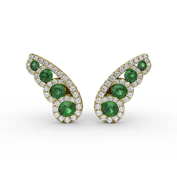 Butterfly Wing Emerald and Diamond Studs Castle Couture Fine Jewelry Manalapan, NJ