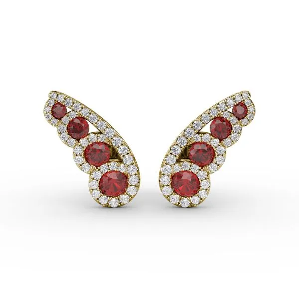 Butterfly Wing Ruby and Diamond Studs Gaines Jewelry FLINT, MI