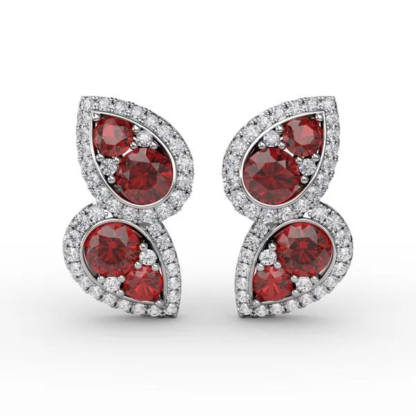 Teardrop Ruby and Diamond Earrings Castle Couture Fine Jewelry Manalapan, NJ
