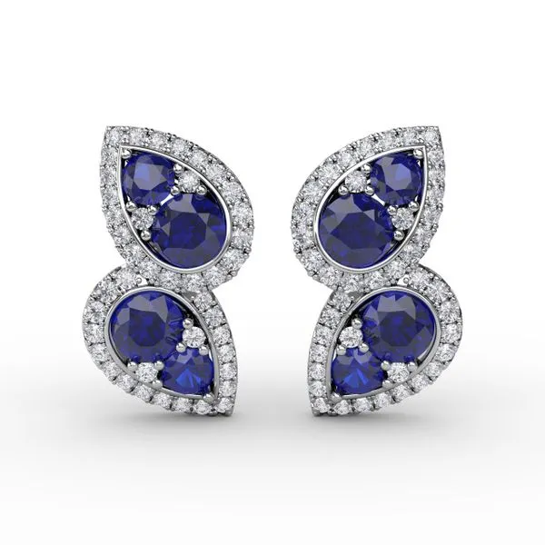 Teardrop Sapphire and Diamond Earrings Castle Couture Fine Jewelry Manalapan, NJ