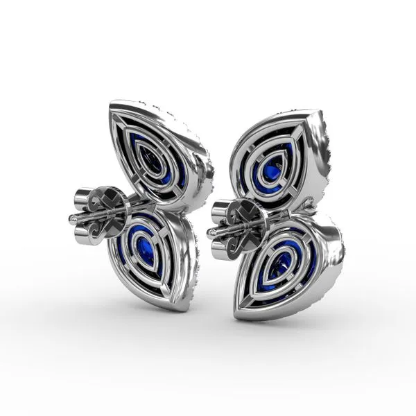 Teardrop Sapphire and Diamond Earrings Image 3 Castle Couture Fine Jewelry Manalapan, NJ