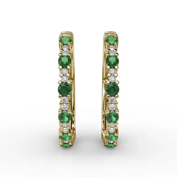 Precious Emerald and Diamond Hoop Earrings The Diamond Center Claremont, CA