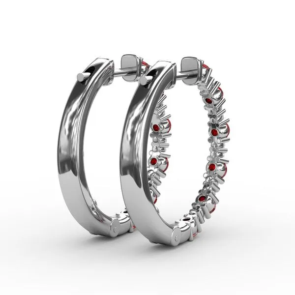 Precious Ruby and Diamond Hoop Earrings Image 3 Graham Jewelers Wayzata, MN