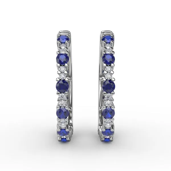 Precious Sapphire and Diamond Hoop Earrings  Steve Lennon & Co Jewelers  New Hartford, NY