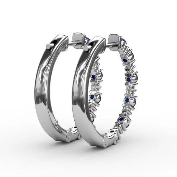 Precious Sapphire and Diamond Hoop Earrings  Image 3 Steve Lennon & Co Jewelers  New Hartford, NY