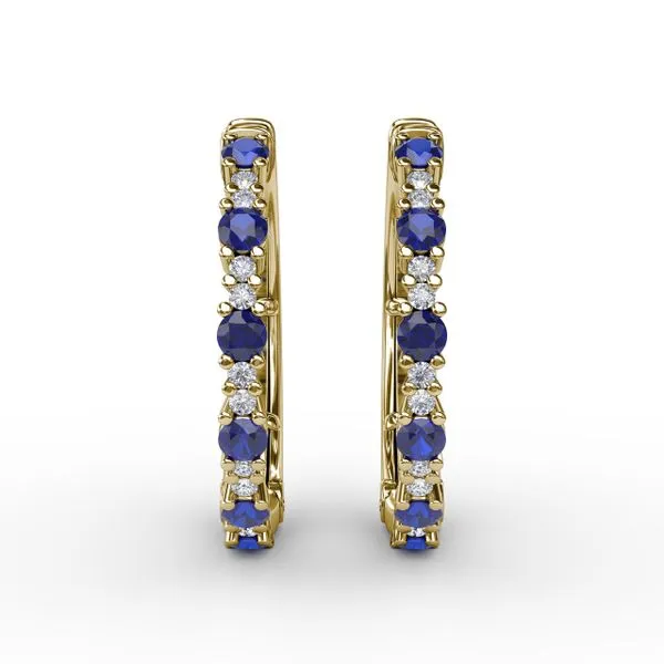 Precious Sapphire and Diamond Hoop Earrings  Steve Lennon & Co Jewelers  New Hartford, NY