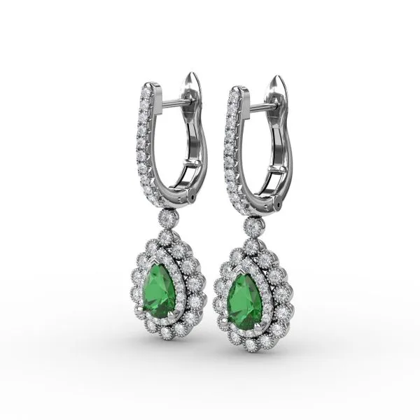 Pear-Shaped Emerald and Diamond Earrings  Image 2 Castle Couture Fine Jewelry Manalapan, NJ